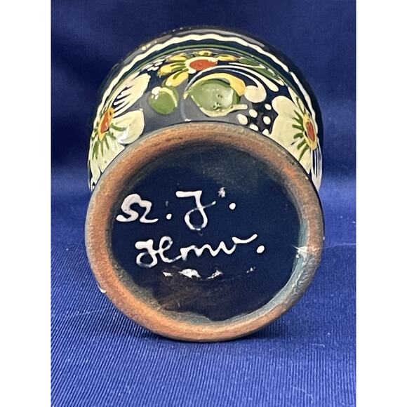 Talavera Clay Mexican Cobalt Blue Hand Painted Egg Cup - Picture 6 of 6